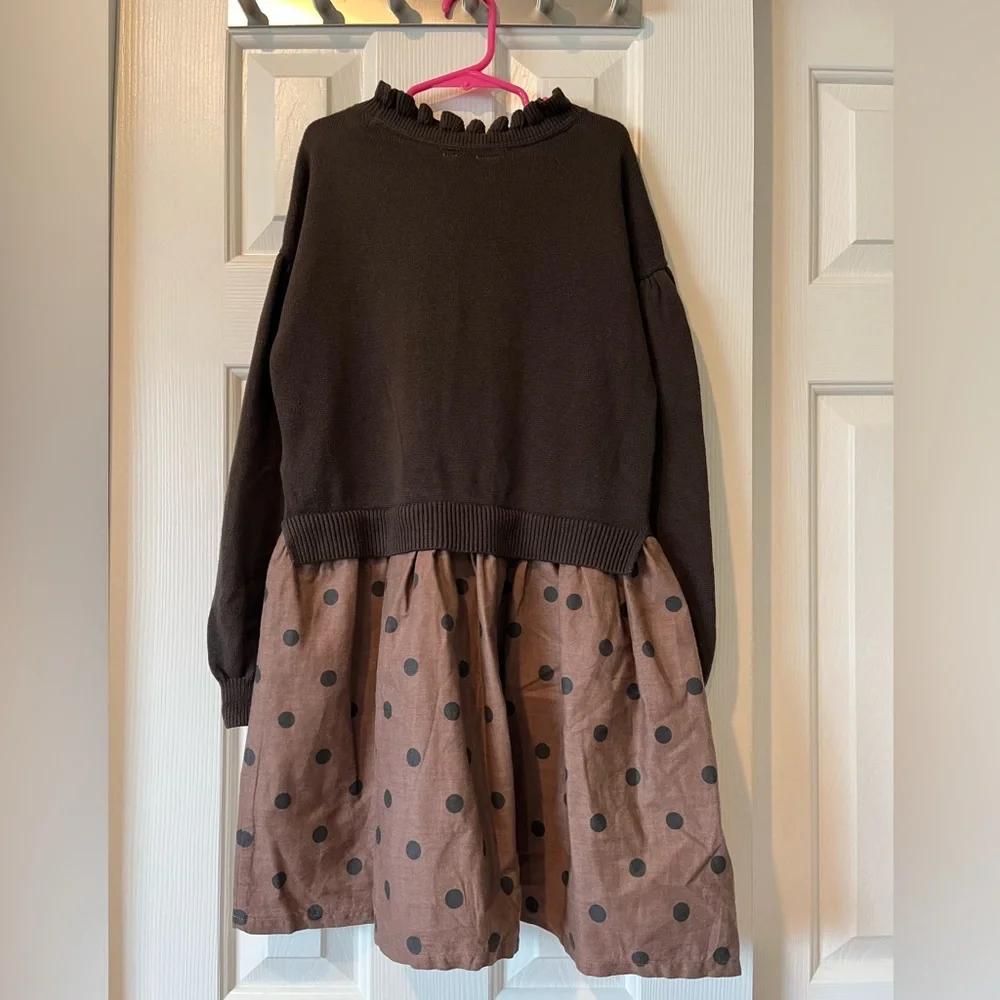 Gap size M (8/9) mixed media sweater dress in brown